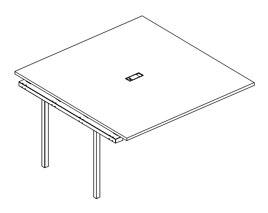 Мебель для персонала А4 Б2 131-1 Секция стола для переговоров на металлокаркасе DUE 120x124x75 белый премиум