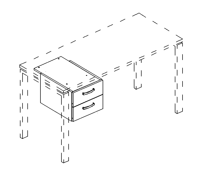 Мебель для персонала A4 218 Тумба подвесная 2-ящичная (для стола 60) 35.3x44.8x30.2 белый премиум