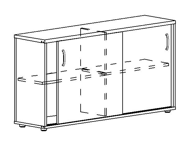 Мебель для персонала A4 330 Шкаф-купе низкий (для 2-х столов 60) 124.4x36.4x75.6 белый премиум