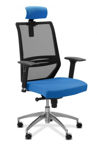  Кресло для руководителя Aero Lux с подголовником ткань синяя